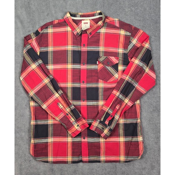Levi's Other - Levis Button Down Shirt Mens XXL Red Black Plaid 3LDLW1551 Excellent Long Sleeve